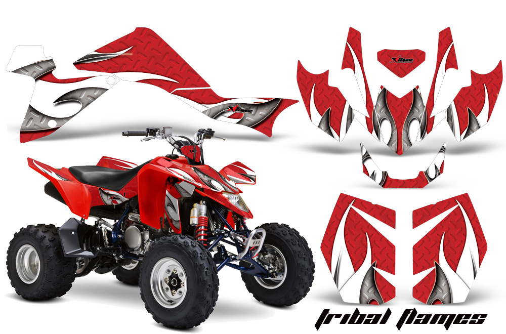 Suzuki LTZ400 09 Graphics Kit TribalFlame WhiteRedBG